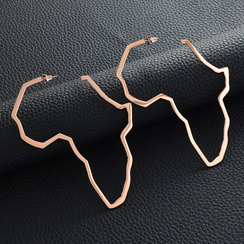 Anniyo afrikanische Karte große Ohrringe übertreiben größere Ohrring-Bolzen-Afrika-Verzierungen traditioneller ethnischer Übertreibungs-Schmuck