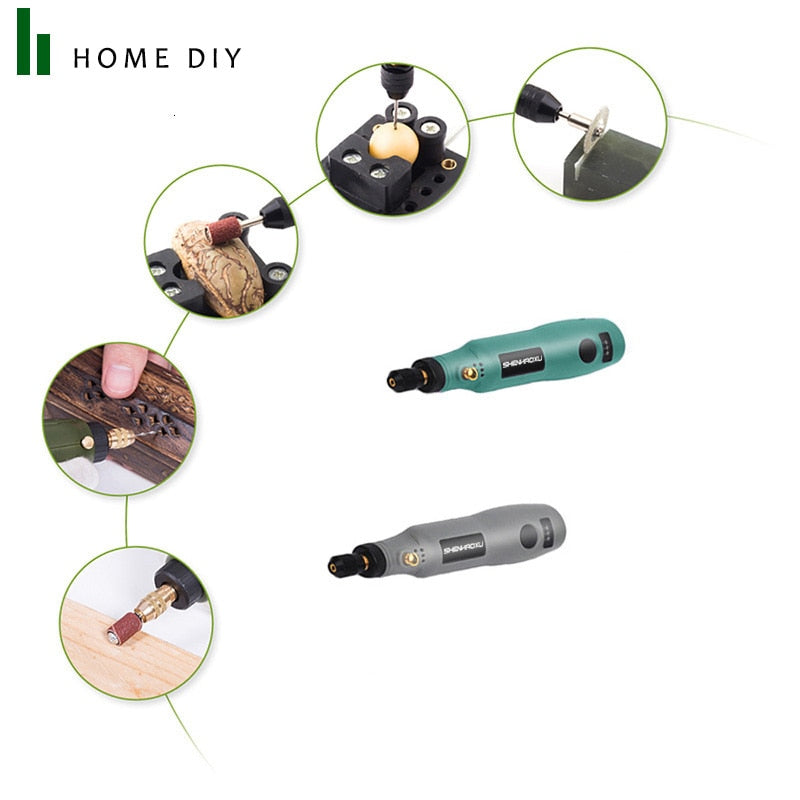 Mini Cordless Grinder Electric Drill 3Speed Adjustable Engraving Pen Cutting Polishing Rotary Tool With Dremel Accessories