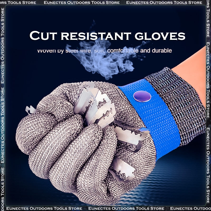 Anti-Cut Outdoor Angeln Handschuhe Messer Cut Beständig Schutz Touch Screen Anti-Slip Ultra-dünnen Stahl Draht Mesh Handschuhe
