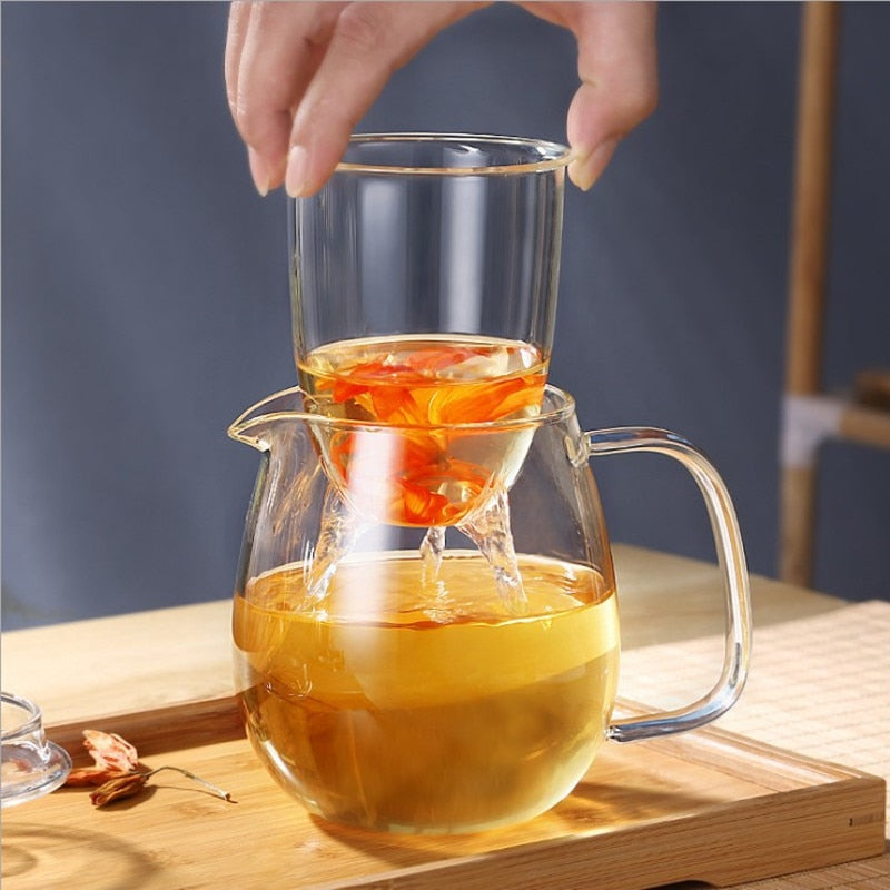 Household Teaware Glass Teapot for Stove Heat Resistant High Temperature Explosion Proof Tea Infuser Milk Rose Flower Tea Set