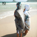 Nu-Juni Wickeltuch Strandtuch Mikrofaser Wickelrobe Umhang Herren Damen Bademantel Kapuzen Surf Poncho Handtuch Badeanzug Beachwear