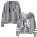 Attack on Titan Long Sleeved Striped Hooded Sweatshirt Pullover Tops Harajuku