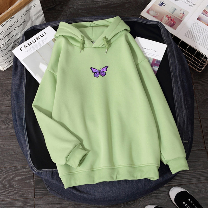 Damen Sweatshirts Hoody Butterfly HOODIE NEU 2020 Student's Vielseitiges Top Kpop Hiphop Sweatshirt Literarischer Vintage Kapuzenmantel