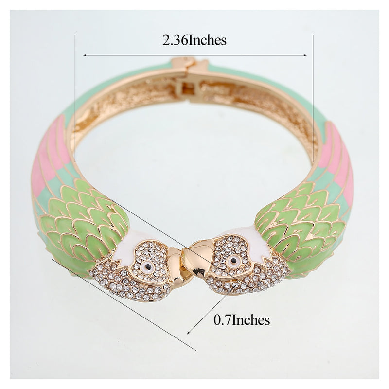 KAYMEN Heißer Verkauf Luxus Emaille Bunte Tier Papagei Manschette Armband Armreif 7 Farben für Frauen Mädchen Teenager Schöne Schmuck 3328