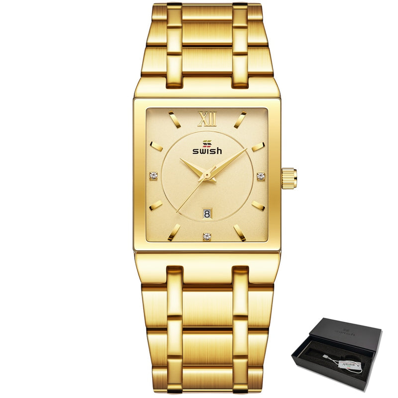 Top Relogio Feminino Luxo Goldene Armbanduhren Damenmode Quadratische Quarzuhr Damen Diamantuhr Weiblicher Top-Markenluxus