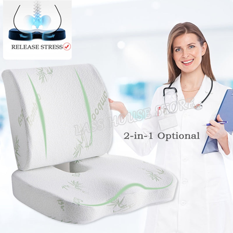 Cojín ortopédico para asiento de hemorroides, cojín de espuma viscoelástica para coche, cojín de rebote para silla de oficina, soporte Lumbar, almohada transpirable para aliviar el dolor