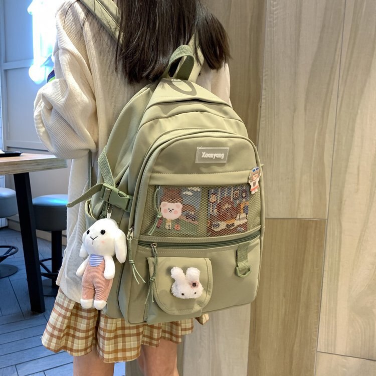 Japanese Fashion Backpack Women School Bags For Teenage Girls Multipockets Mesh Nylon Backpacks Mochila Feminina Bag Bolsa Mujer