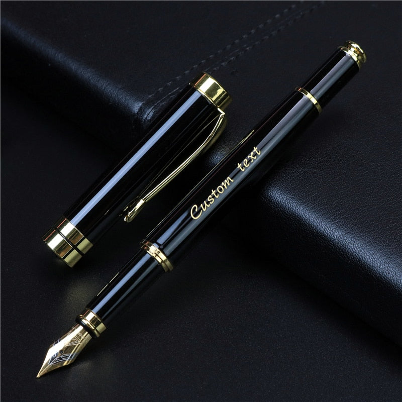 Golden text custom engraved Fountain Pen Office school commemorate gift full metal pen Student writing Roller Pen stationery