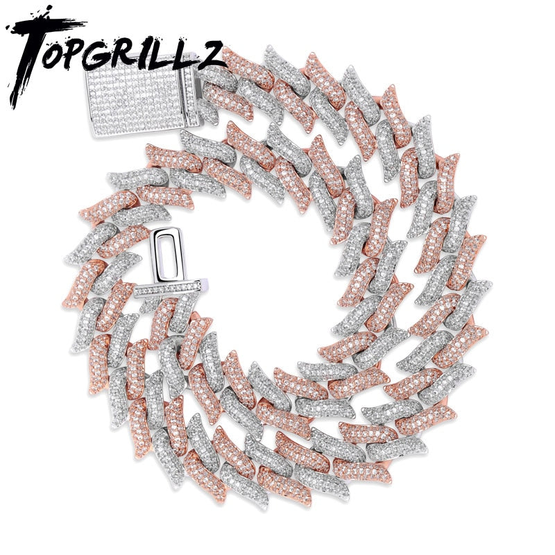 TOPGRILLZ 16mm Miami Big Box Verschluss Kubanische Kette Schwere Halskette Iced Out Kubikzirkon Bling Hip Hop für Herrenschmuck