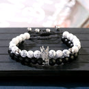 Mode-Türkis-Korn-Yoga-Armband-klassische silberne Farbe CZ-Kronen-Liebhaber-Entfernungs-Paar-Armband-Freundschaftsschmuck