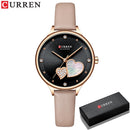 CURREN Uhren Damenmode Leder Quarz Armbanduhr Charming Strass Weibliche Uhr Zegarki Damskie