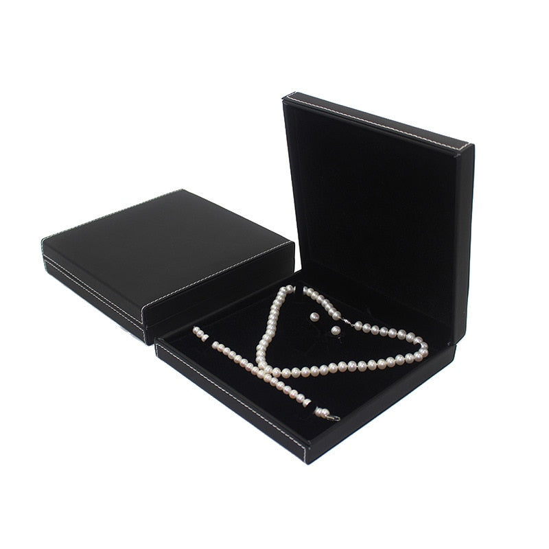 19x19x5cm PU Leather Velvet Jewelry Earring Necklace Gift box for Jewerlley Set Display Storage Case