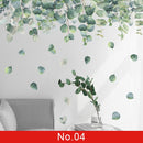 24 estilos Serie de plantas Pegatinas de pared para sala de estar Dormitorio Hojas verdes Calcomanías de pared extraíbles Vinilo DIY Murales ecológicos