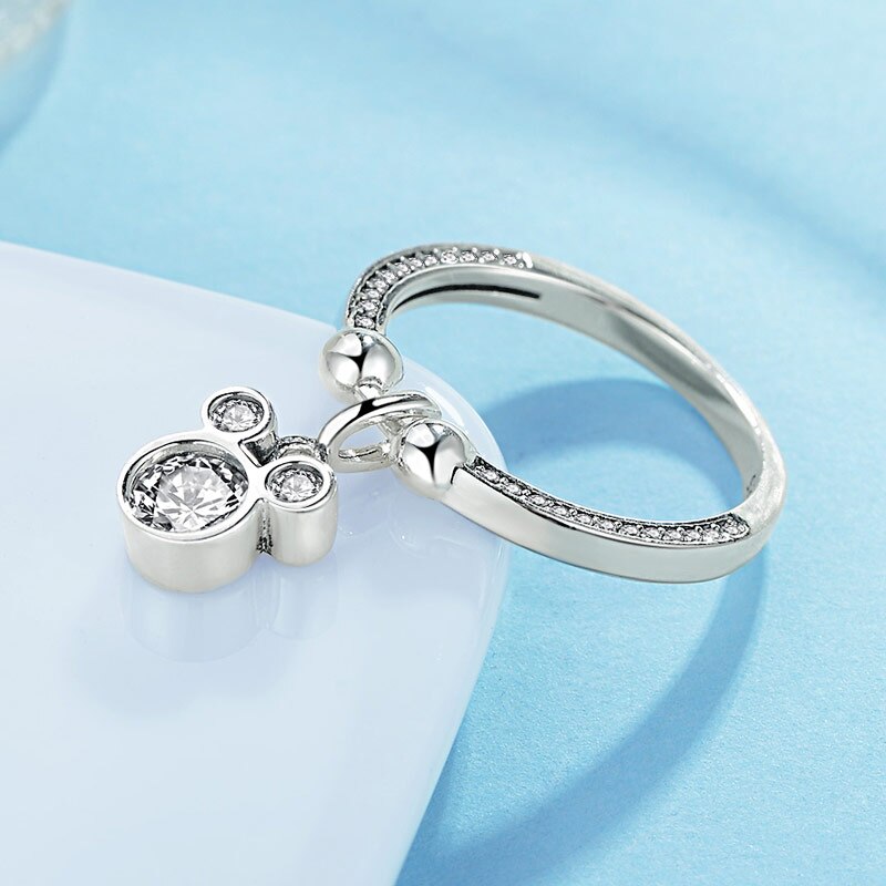 Kaletine lindo anillo de Mickey 925 anillos de plata esterlina para mujeres ratón colgante encanto CZ joyería de moda 2020