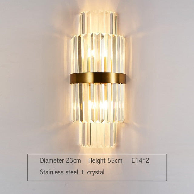 Fast shipping Crystal Golden Modern Indoor Wall Light For Bedroom Bedside Living Room Decoration LED Sconce Lamp Bathroom