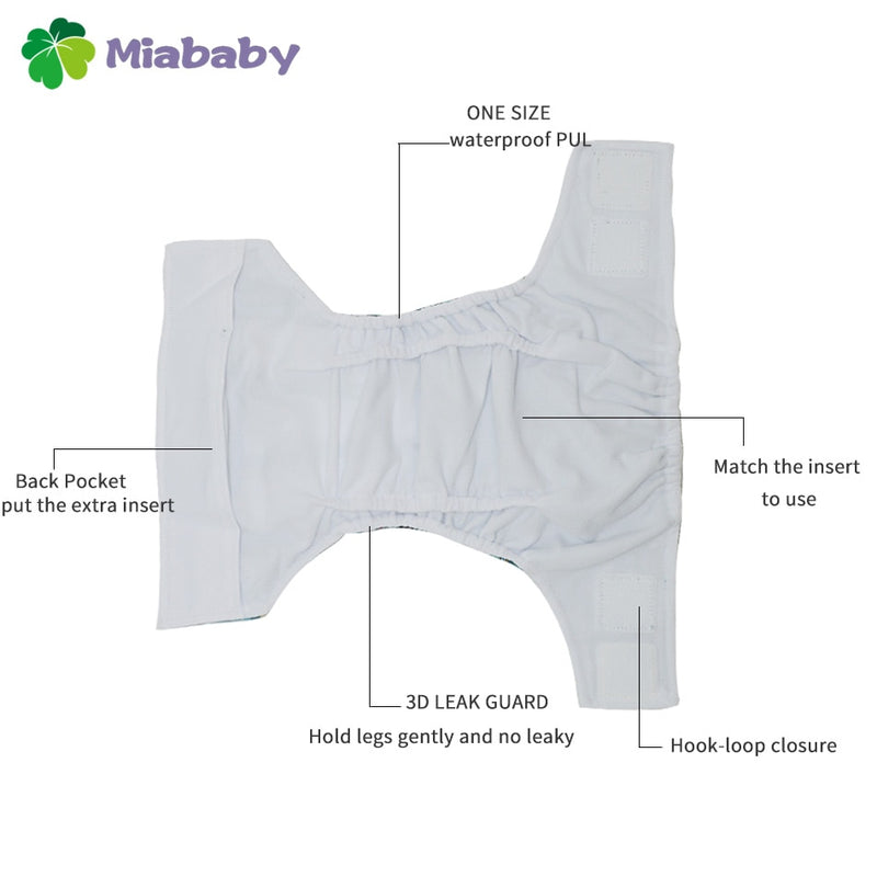 Miababy Hook&amp;Loop OS Taschen-Stoffwindel, mit einer Tasche, wasserdicht und atmungsaktiv, für 3-15 kg Babys