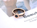 JeeMango Schwarz Acryl Liebe Römische Ziffern Trauringe Für Frauen Rose Gold Titan Edelstahl Ring Schmuck JR19060
