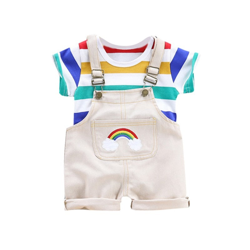 2pcs/set Summer Baby Boys Clothes Set Cartoon Toddler Baby Infant Girls Outfits T-shirt+Bib Pants Kids Clothing Sets Tracksuit