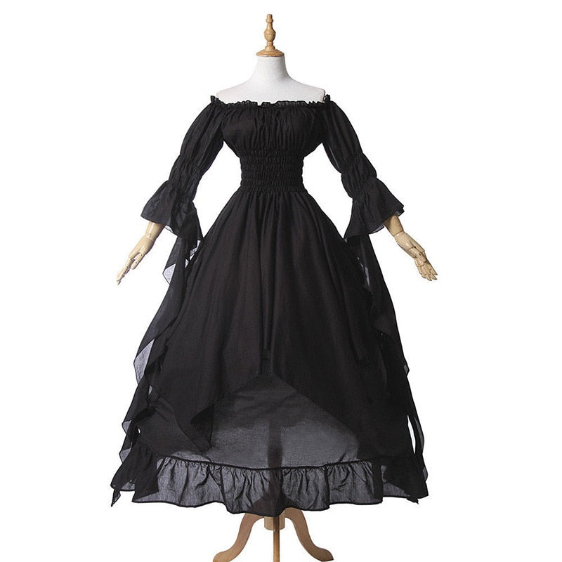 Vestido Medieval victoriano Vintage, vestido gótico negro renacentista, disfraz de Halloween para mujer, vestido de princesa de graduación de talla grande 5XL