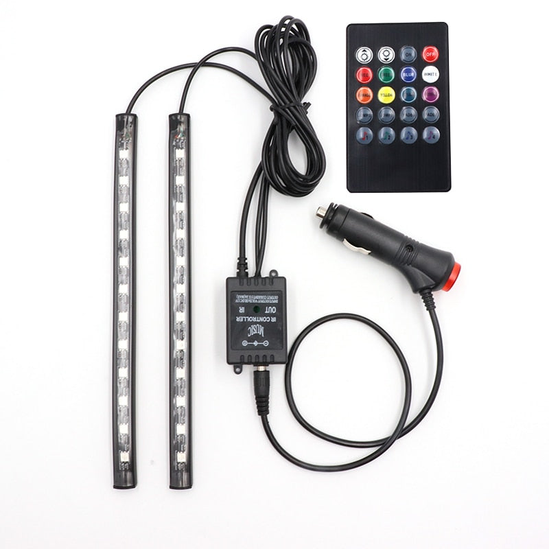 Niscarda LED Car Foot Light Ambient Lamp With Remote Control Multiple Modes Automotive Interior Decorative Lights
