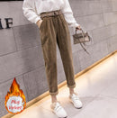 Casual Streetwear Pluderhosen Frauen Herbst Winter Lose Elastische Taille Cord Damen Hosen Harajuku Samt Warme Hosen Weiblich
