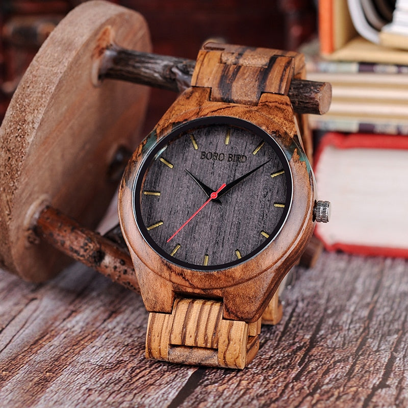 BOBO BIRD Reloj de madera para hombre erkek kol saati Moda Diseño de lujo Relojes Mujeres Caja de incrustaciones de madera y ágata relogio masculino V-Q05