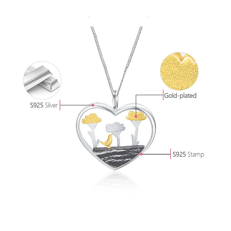 Lotus Fun Real 925 Sterling Silver Natural Creative Handmade Fine Jewelry Planting Trees of Clouds Pendant without Necklace