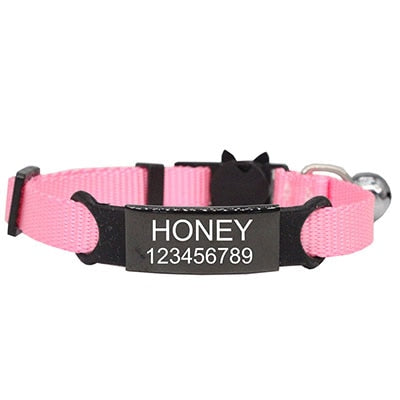 Personalisiertes ID-Gravur-Katzenhalsband, Sicherheit, Breakaway, kleiner Hund, niedliches Nylon, verstellbar für Welpen, Kätzchen, Halskette