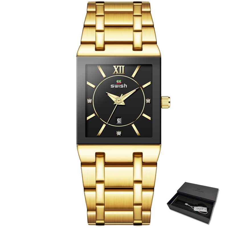 Top Relogio Feminino Luxo Goldene Armbanduhren Damenmode Quadratische Quarzuhr Damen Diamantuhr Weiblicher Top-Markenluxus