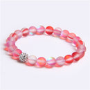 Pulsera con cuentas de piedra lunar de 8mm para Mujeres Hombres Chakra Yoga piedra brillante pulsera con abalorios pulsera hecha a mano joyería