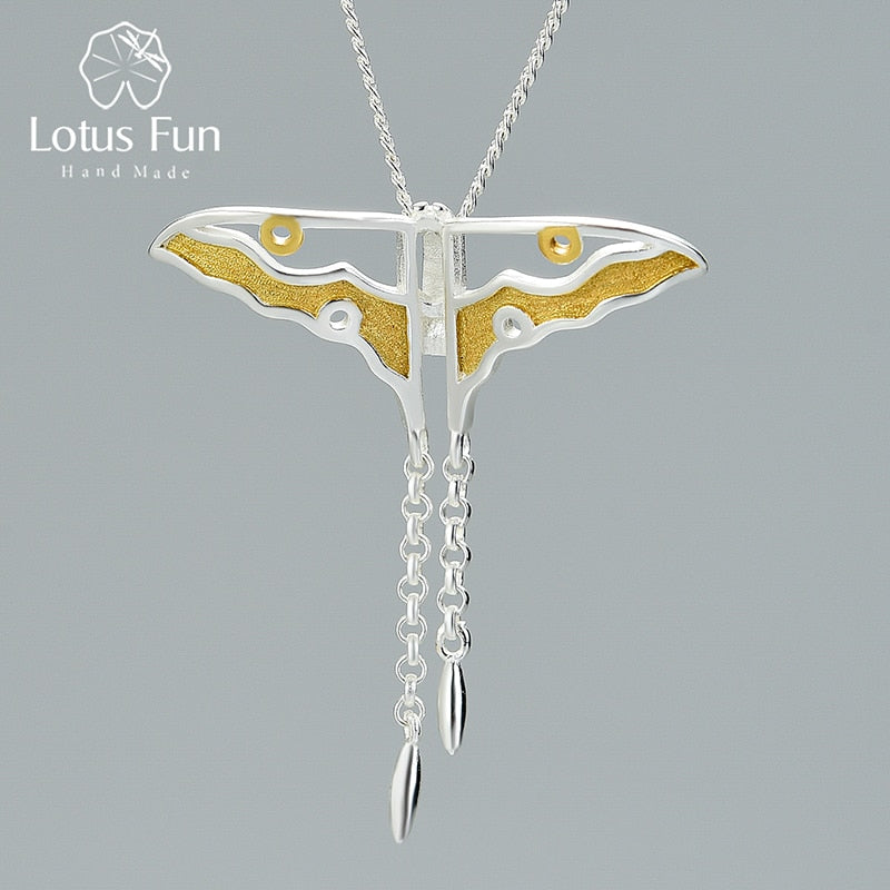 Lotus Fun Real 925 Sterling Silber Natürlicher kreativer handgefertigter edler Schmuck Hohler Schmetterlingsdrachen-Anhänger ohne Halskette