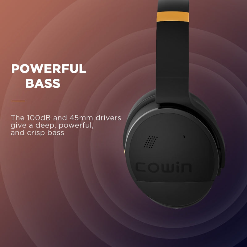 COWIN E8 [Verbessert] Bluetooth-Kopfhörer mit aktiver Geräuschunterdrückung, tiefer Bass, kabelloses Over-Ear-Headset mit Mikrofon für Telefon