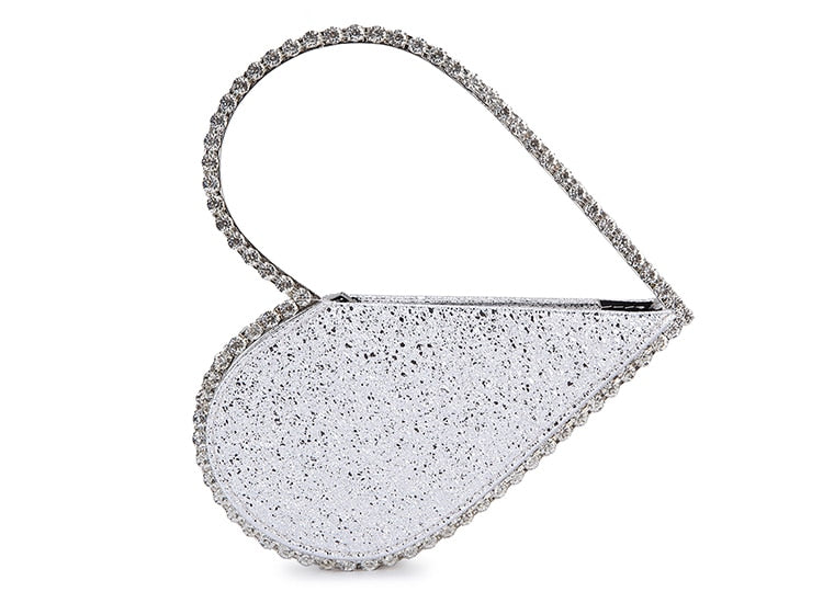 Luxury Heart-shaped Diamond Leather Women Party Clutch Bag Purses and Handbags Evening Bag Female 2020 Designer Bags Wedding Bag