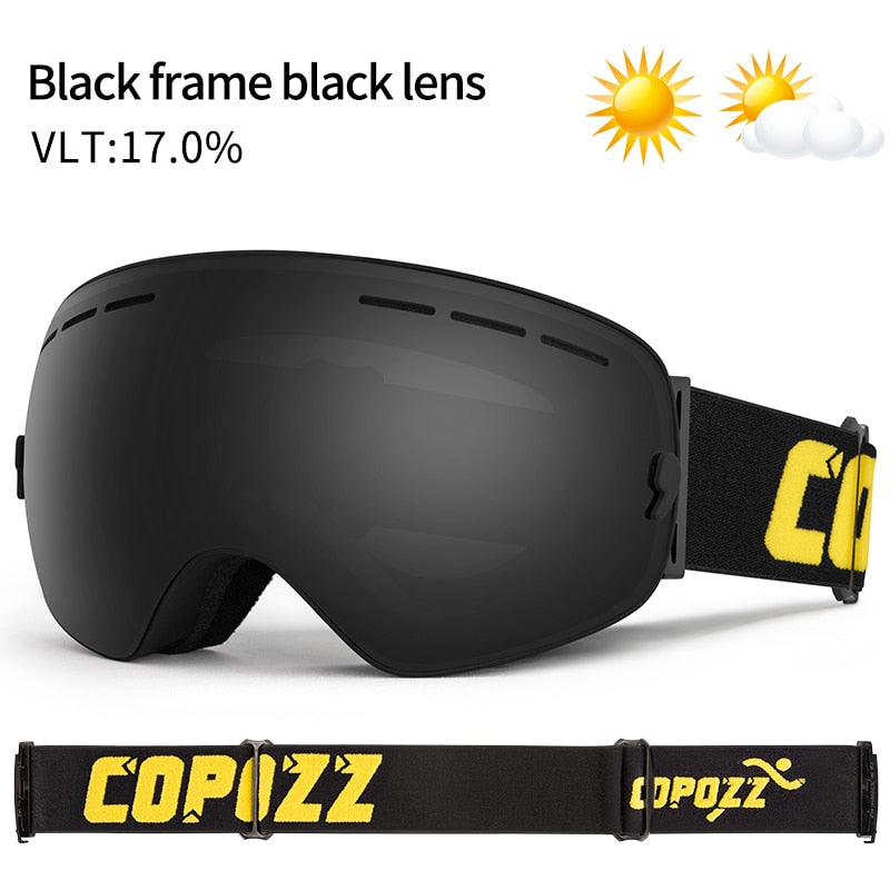 COPOZZ Marke Professionelle Skibrille Doppelschichten Objektiv Anti-Fog UV400 Große Skibrille Skifahren Snowboard Männer Frauen Schneebrille