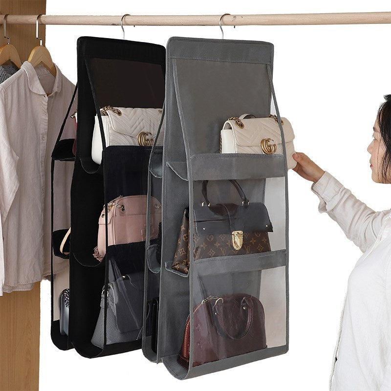 Faltbarer hängender Handtaschen-Kleidungs-Organizer für Dinge Kleiderschrank transparente Aufbewahrungstasche Handtasche Einkaufstasche Verschiedene Aufhänger