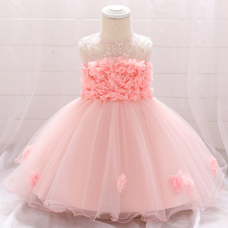 2022 Baby Girl Party Dresses Newborn Baby Baptism Dress For Girls Birthday Princess Clothes Beading Infant Wedding Dress