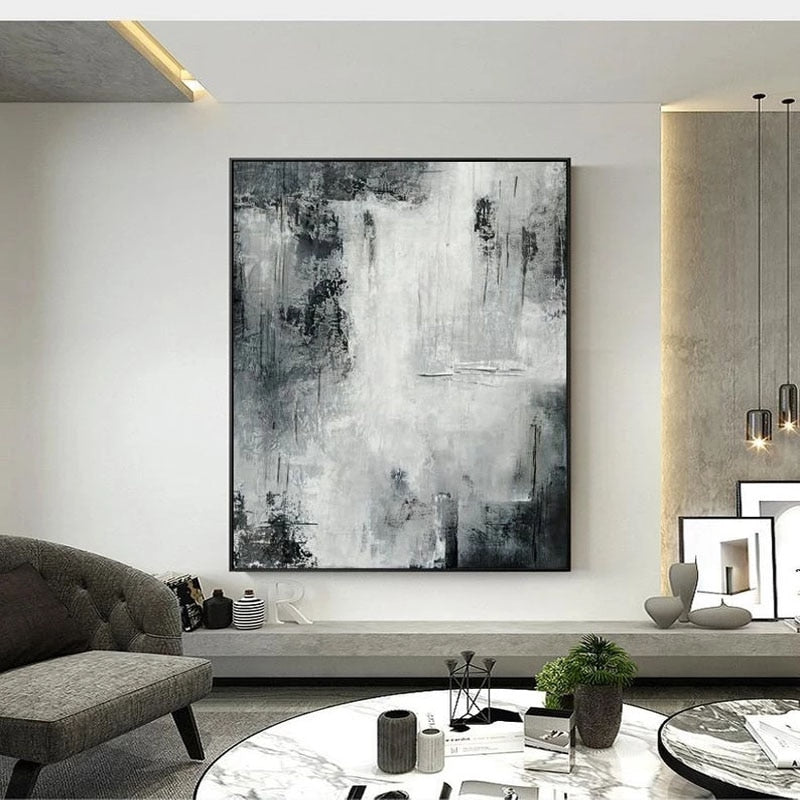 Große abstrakte Malerei schwarz weiß moderne Landschaft Wandkunst handgefertigte Malerei Wandmalerei für Zuhause Wohnzimmer Dekoration