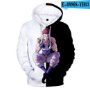 Die neuesten 3D Hisoka Hoodies Sweatshirts Männer Frauen Hoodie Mode Herbst 3D Comic Hisoka Jungen Mädchen Schwarz + Weiß Pullover