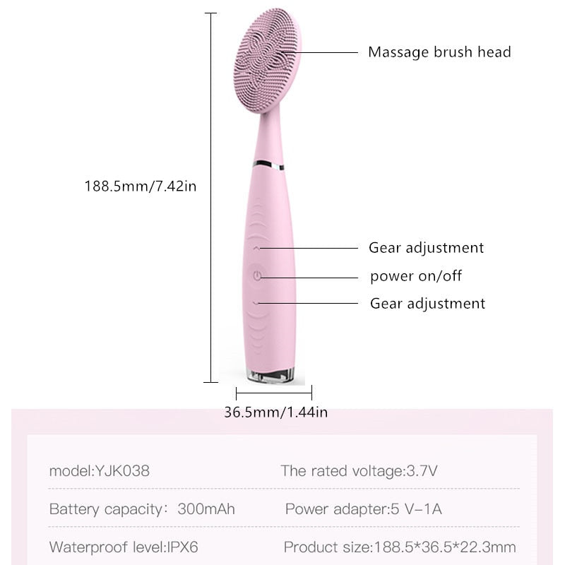 Facial Cleaning Brush Electric Cleaning Brush USB Rechargeable Waterproof Silicone Pore Cleaner Skin Massage Facial Cleansing