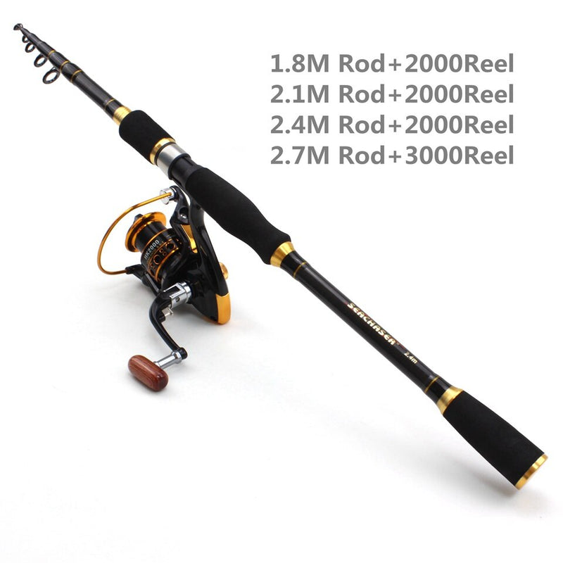 1.8-3.6m Spinning rod Telescopic Rod and 12BB Reel Set and Fishing Rod of 99% Carbon lure fishing Combo De Pesca Free shipping