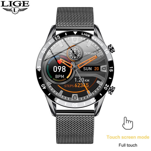 LIGE 2021 New Smart Watch Men Full Touch Screen Sports Fitness Watch IP68 Waterproof Bluetooth For Android ios smartwatch Mens