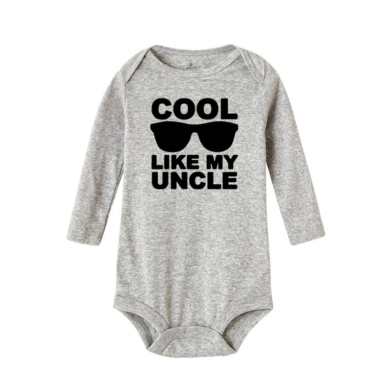 Cool Like My Uncle Baby Boys Bodysuits Autumn Long Sleeve Bodysuit  Winter Ropa  Newborn Shower Present 0-24M