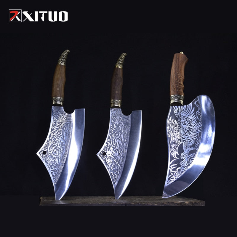 XITUO Handmade Cleaver Knives High-strength Steel Copper Head Hunting Chopper Broad Full Tang Knife Craft Gifts Kitchen chef&
