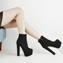 Onlymaker Frauen Round Toe High Heel Plateau Stiefeletten Block Chunky Heels Fashion Warm Herbst Winter Big Size Handmade Booties