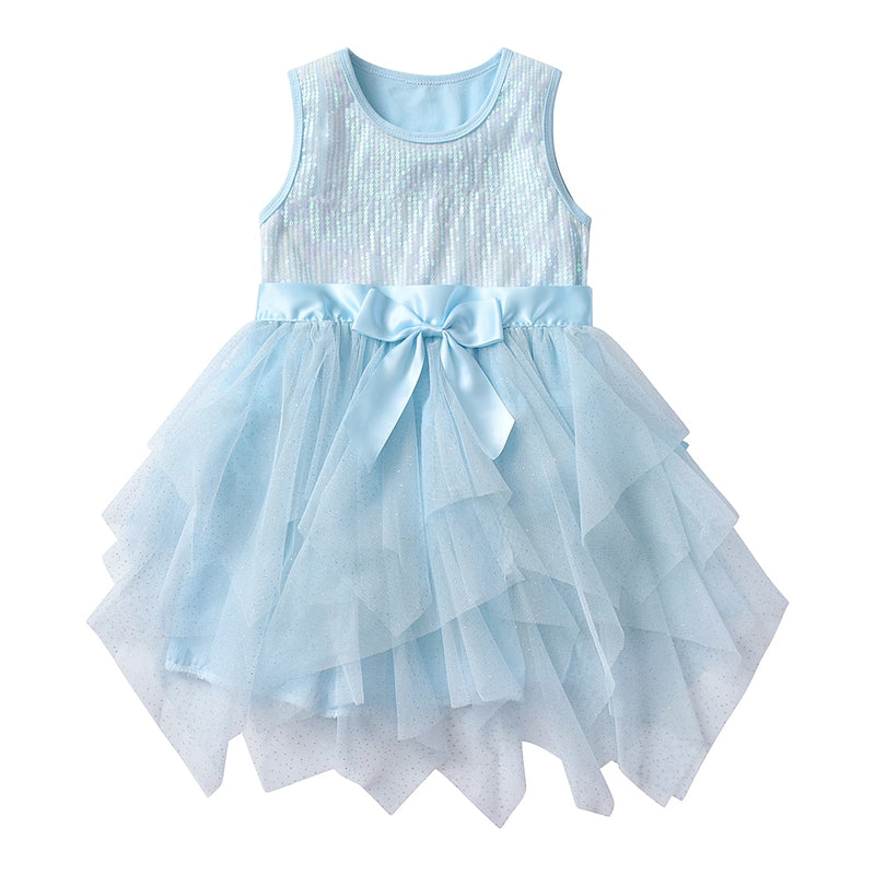 VIKITA Mädchenkleid Sommer Kindergeburtstagsfeier Ballkleider Kinder Pailletten Vestidos Kinder Elegantes Ärmelloses Kleid Mädchenkleidung