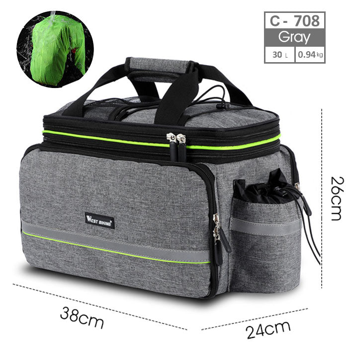 WEST BIKING impermeable 3 en 1 bolsa de maletero de bicicleta expandible asiento trasero de bicicleta de montaña portador de carga equipaje de viaje de ciclismo alforja