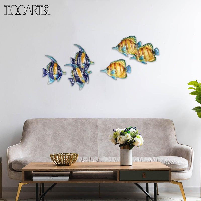 Peces tropicales para colgar en la pared, decoración de pared, adorno creativo, arte de pared, vida marina, pegatinas de pared para habitaciones de niños decorativas