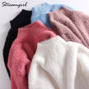 Dicker Winterpullover Damen Warmer Weißer Rollkragenpullover Flauschiger Damenpullover Winter Pull Pullover Für Damen Strickpullover Damen 2021