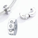 BISAER Authentic 925 Sterling Silver Stopper Clip Heart Star Charm Clear CZ Beads Fit Charm Silver 925 Bracelet Jewelry Making