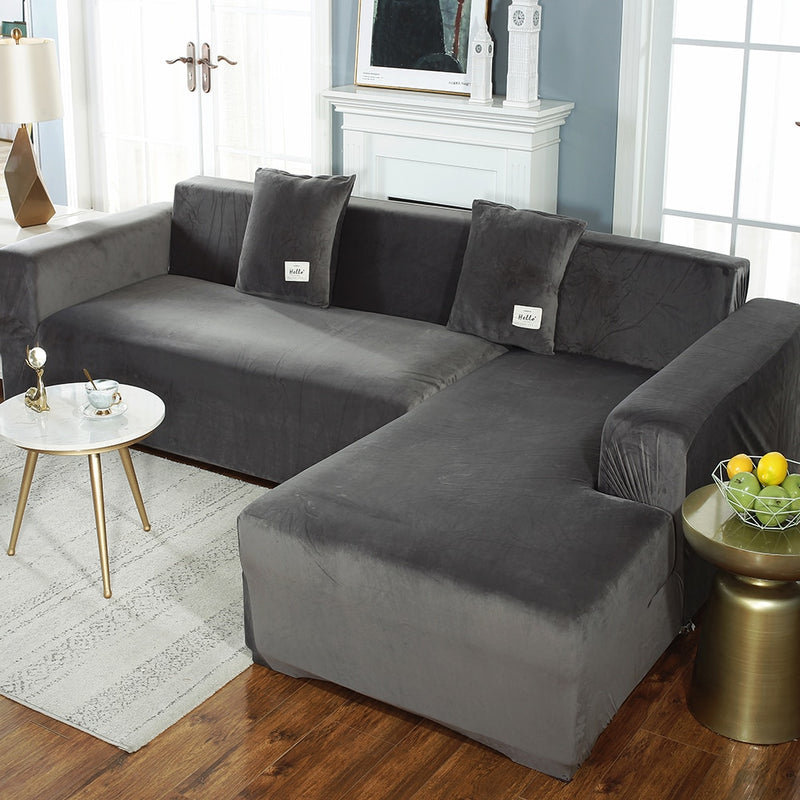 Funda de sofá en forma de L de terciopelo 2022 para sala de estar, muebles elásticos, funda de sofá, chaise longue, fundas de sofá de esquina estirables